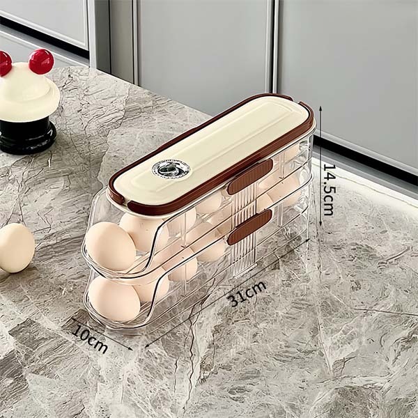 BONBOX TEMPAT PENYIMPANAN TELUR EGG BOX 2 SUSUN KOTAK PLASTIK BKE50202 - Gambar 2