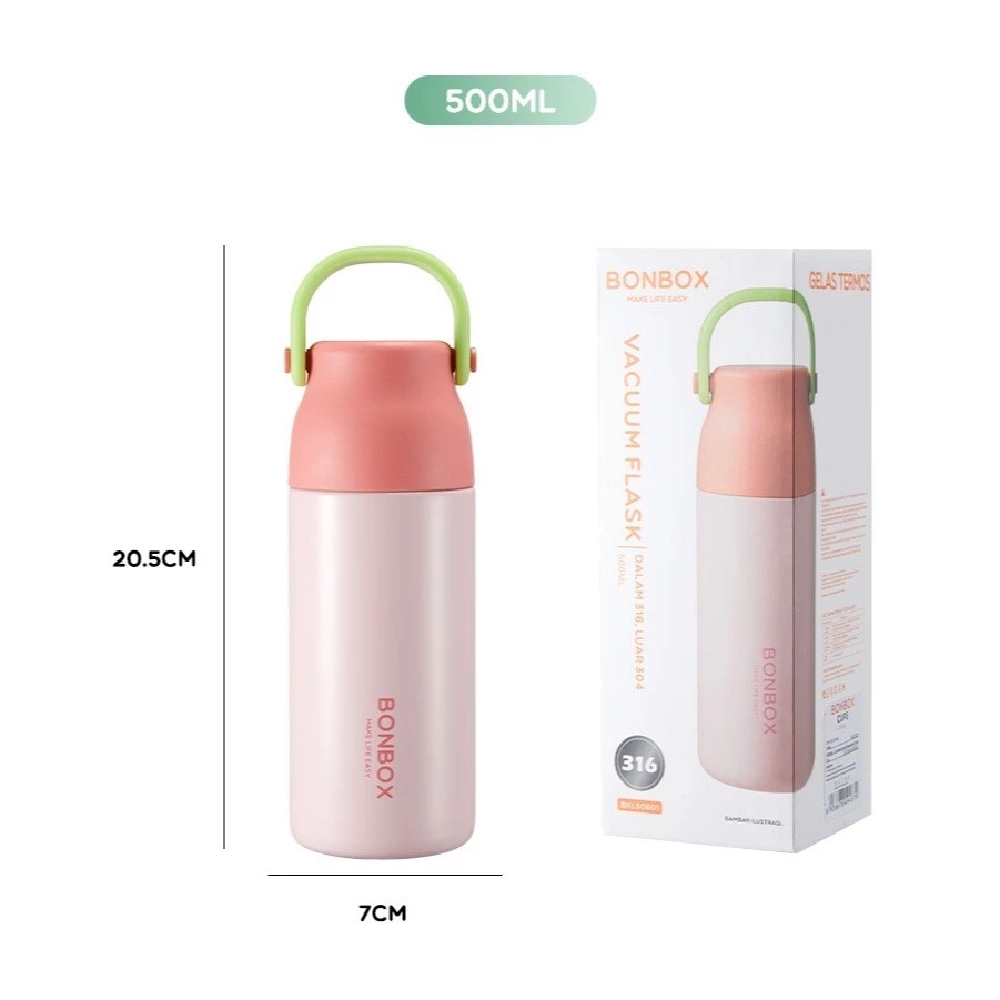 BONBOX Tumbler Stainless Steel 316 500ML Botol Minum Vacuum Flask BKL50601 - Gambar 4