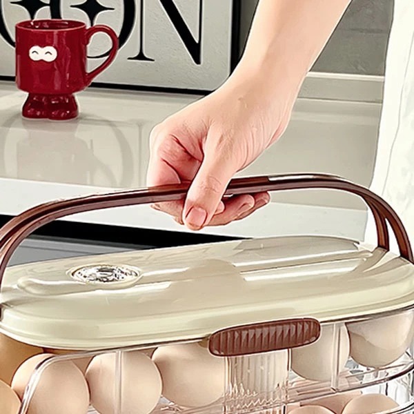 BONBOX TEMPAT PENYIMPANAN TELUR EGG BOX 2 SUSUN KOTAK PLASTIK BKE50202 - Gambar 3